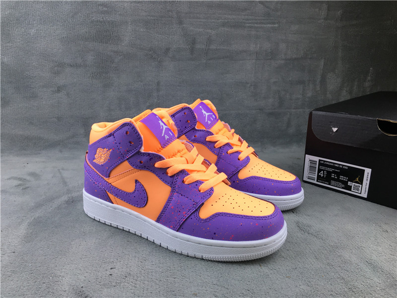 2020 Air Jordan 1 Mid SE Purple Orange Shoes - Click Image to Close